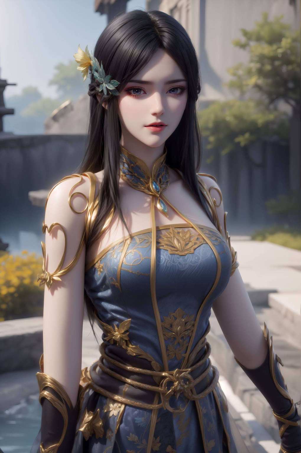 犹如一朵盛开的花朵将她的美丽瞬间定格