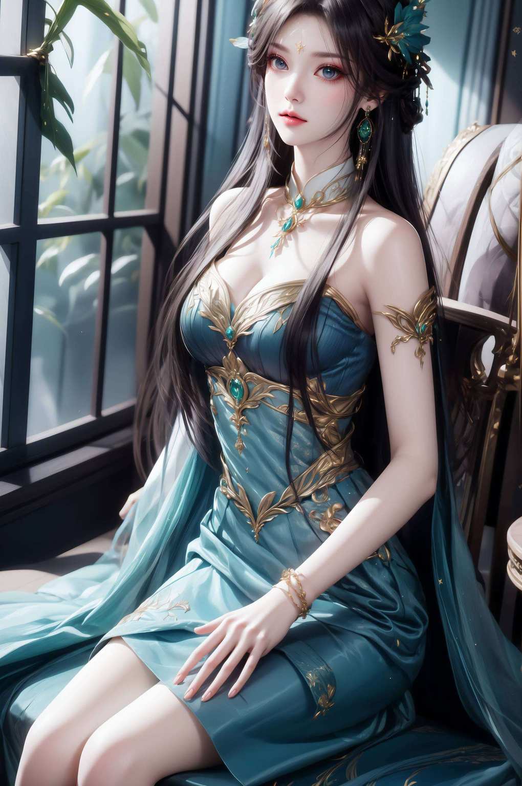 她的眼神清澈如水在这款AI生成的护眼壁纸中