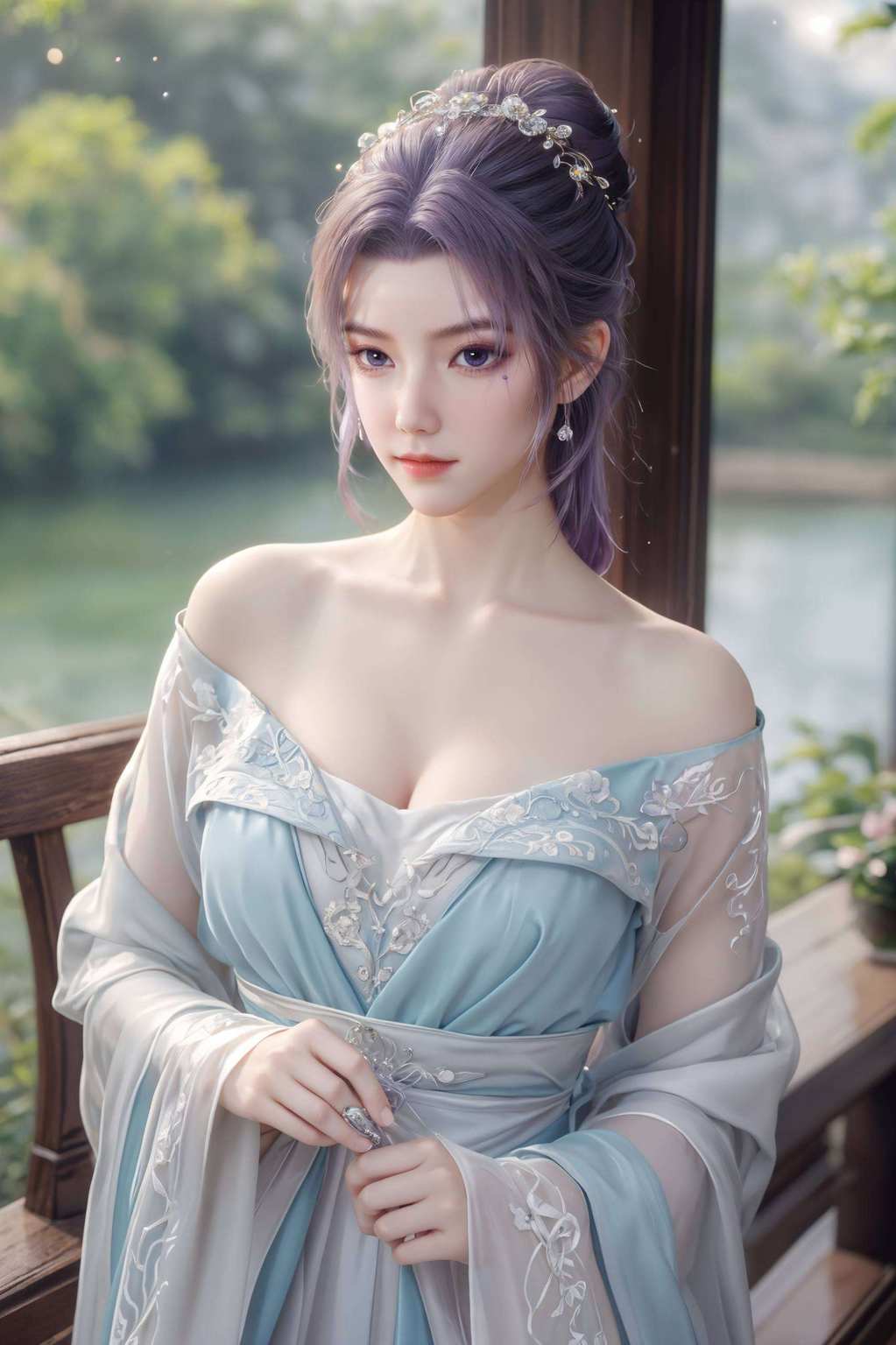 师兄凭栏望师妹笑靥如花鲜