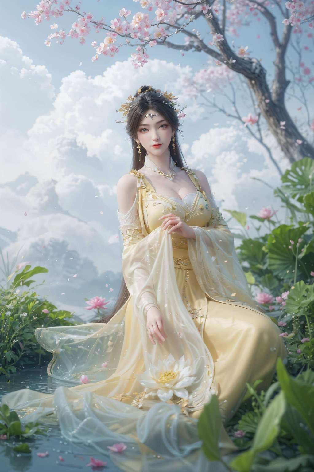 动漫女神笑靥如花倩影映屏前